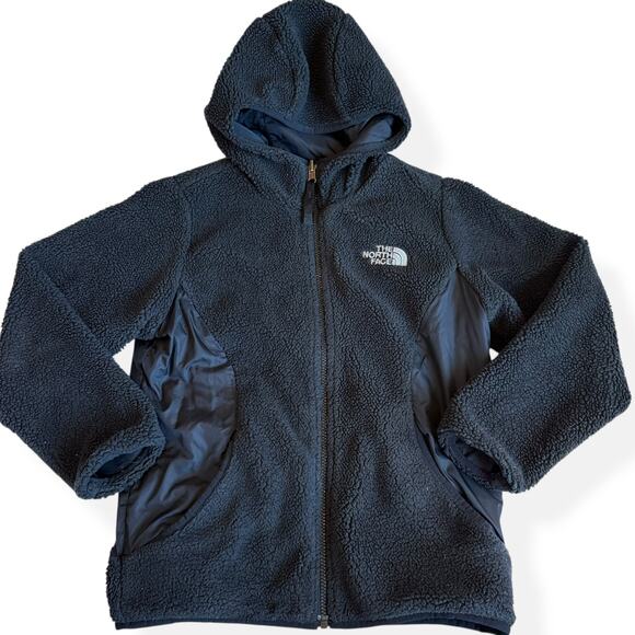 The North Face Other - The North Face Girls Black Reversible Puffer Sherpa Coat Jacket Medium 10/12